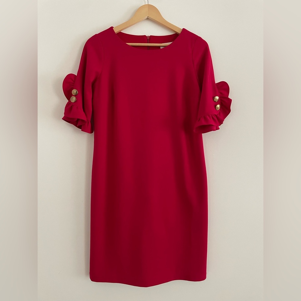 Red Ruffled Sleeve Dress